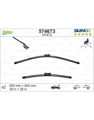 SPAZZOLA TERGI SILENCIO FLAT BLADE ANT DX/SX COPPIA 650mm + 650mm CODICE BREVE: VF473