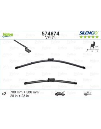 SPAZZOLA TERGI SILENCIO FLAT BLADE ANT SX COPPIA 700mm + 580mm CODICE BREVE: VF474