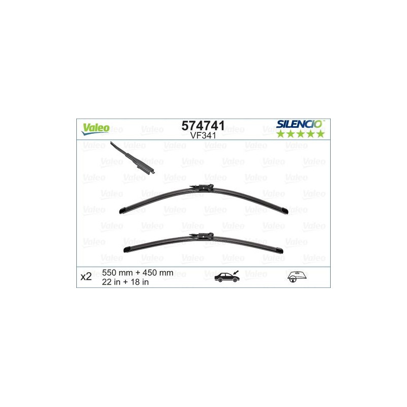 SPAZZOLA TERGI SILENCIO FLAT BLADE ANT SX COPPIA 550mm + 450mm CODICE BREVE: VF341