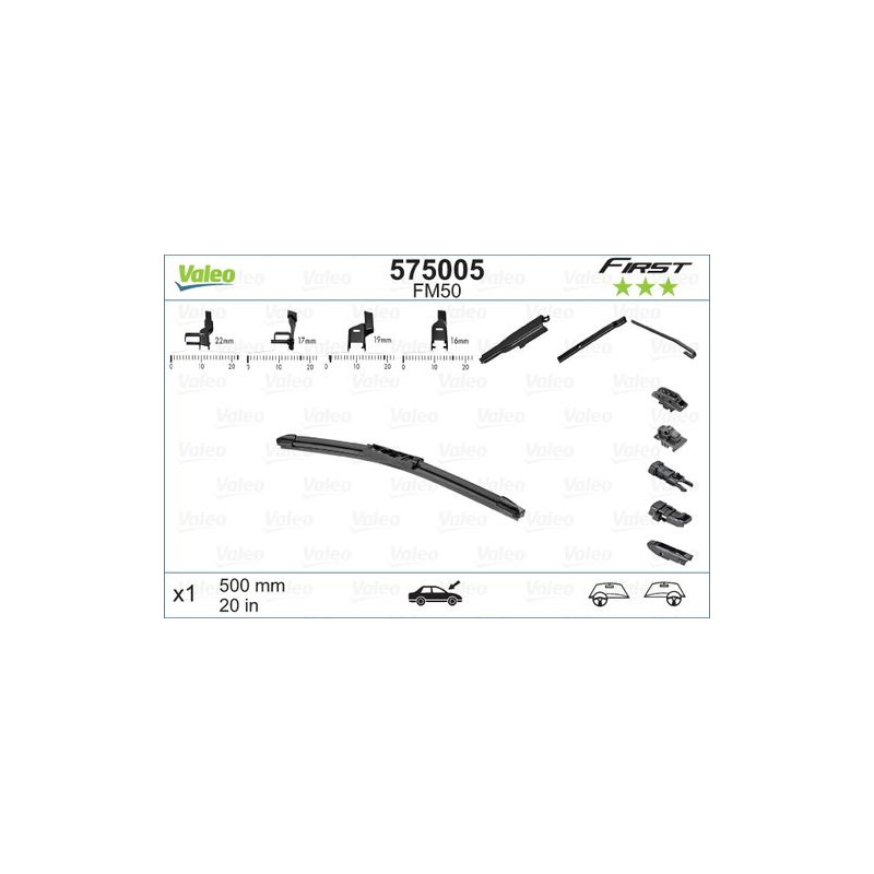 SPAZZOLA TERGI FIRST FLAT BLADE ANT DX/SX SINGOLA 500mm CODICE BREVE: FM50