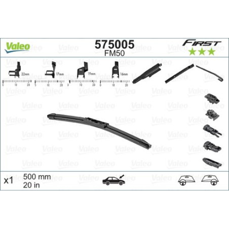 SPAZZOLA TERGI FIRST FLAT BLADE ANT DX/SX SINGOLA 500mm CODICE BREVE: FM50