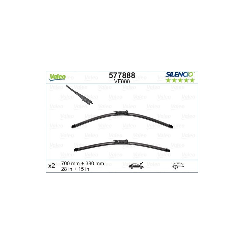 SPAZZOLA TERGI SILENCIO FLAT BLADE ANT SX COPPIA 700mm + 380mm CODICE BREVE: VF888