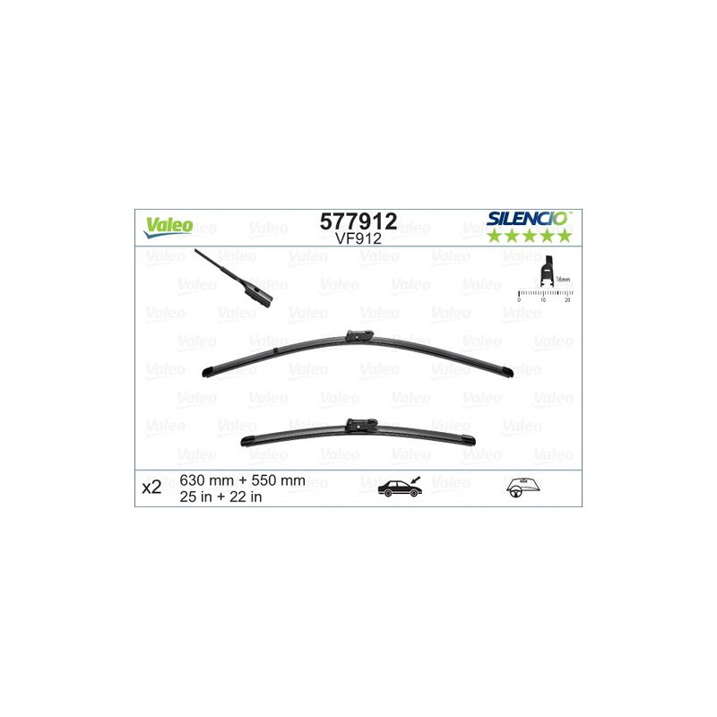 SPAZZOLA TERGI SILENCIO FLAT BLADE ANT SX COPPIA 630mm + 550mm CODICE BREVE: VF912