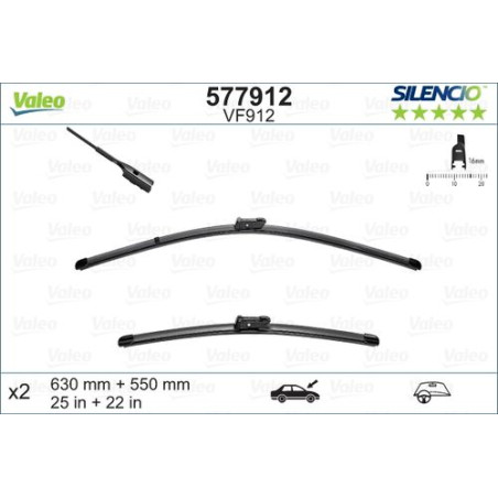 SPAZZOLA TERGI SILENCIO FLAT BLADE ANT SX COPPIA 630mm + 550mm CODICE BREVE: VF912