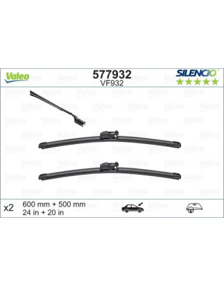 SPAZZOLA TERGI SILENCIO FLAT BLADE ANT SX COPPIA 600mm + 500mm CODICE BREVE: VF932