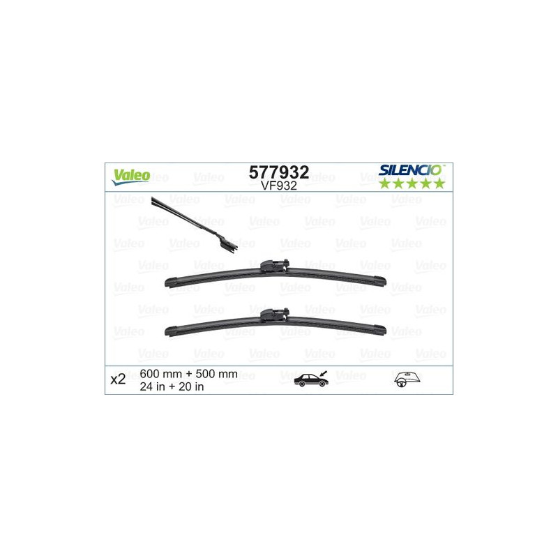 SPAZZOLA TERGI SILENCIO FLAT BLADE ANT SX COPPIA 600mm + 500mm CODICE BREVE: VF932