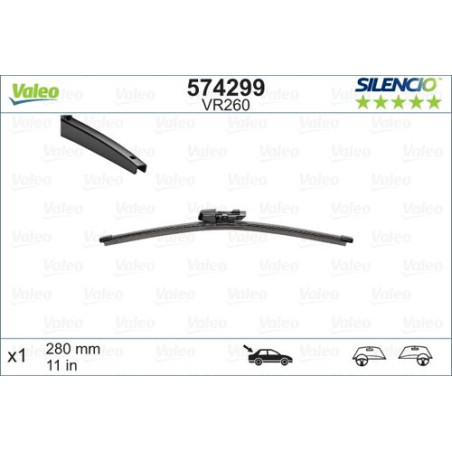 SPAZZOLA TERGI SILENCIO FLAT BLADE POST DX/SX SINGOLA 280mm CODICE BREVE: VR260