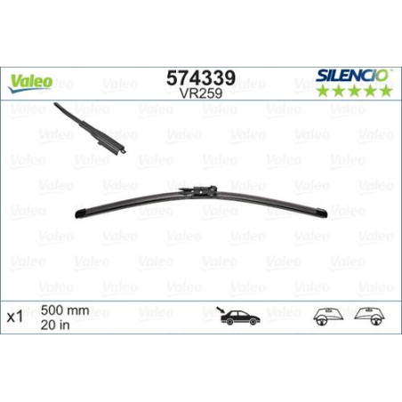 SPAZZOLA TERGI SILENCIO FLAT BLADE POST DX/SX SINGOLA 500mm CODICE BREVE: VR259