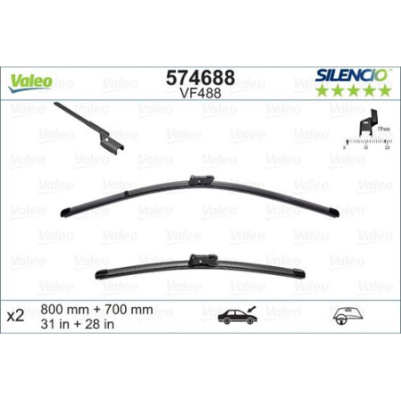 SPAZZOLA TERGI SILENCIO FLAT BLADE ANT SX COPPIA 800mm + 700mm CODICE BREVE: VF488