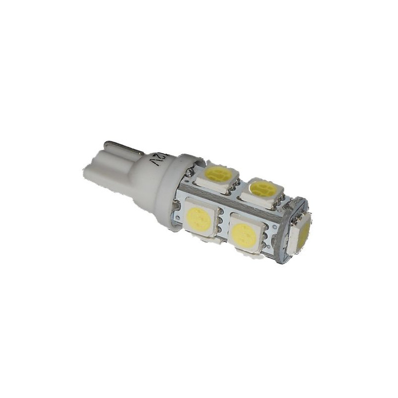 LAMPADA LED ATTACCO T10 W5W TUTTOVETRO CRUSCOTTO/DIREZIONE 9 LED COLORE BIANCO