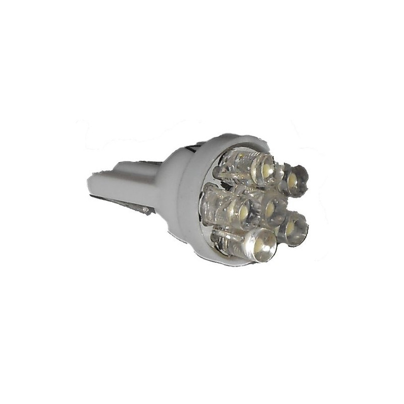 LAMPADA LED ATTACCO T10 W5W TUTTOVETRO CRUSCOTTO/DIREZIONE 6 LED COLORE BIANCO