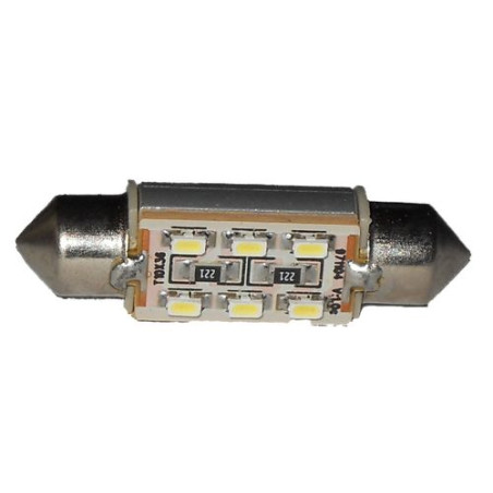 LAMPADA LED SILURO C5W 10X36 PER ILLUMINAZIONE TARGA/INTERNI/CRUSCOTTO CON 6 LED COLORE BIANCO