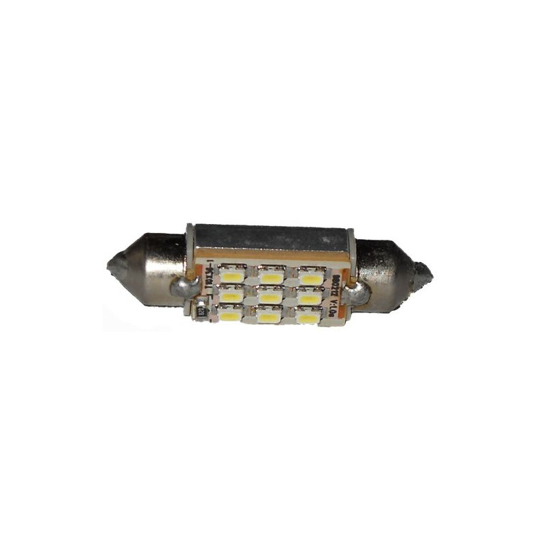 LAMPADA LED SILURO C5W PER ILLUMINAZIONE TARGA/INTERNI/CRUSCOTTO 9 LED COLORE BIANCO CON RESISTENZA PER CONTROLLO ANTI ERRORE