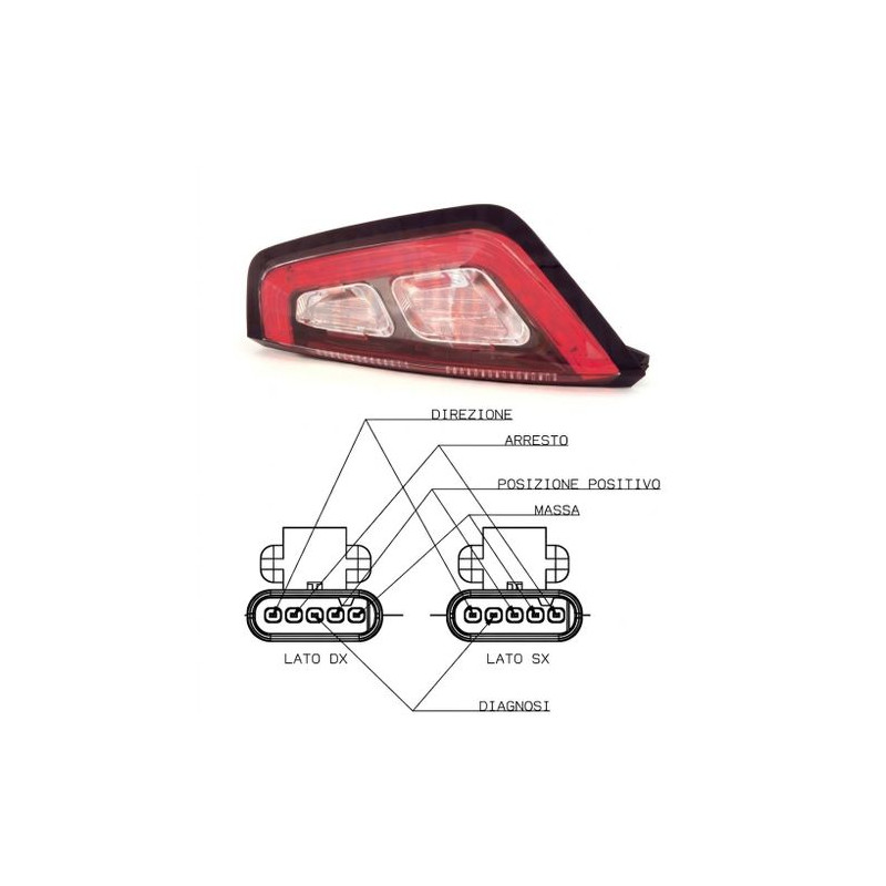 FANALE POST SX SENZA LED NERO ATTACCO PORTALAMPADA A VITI FIAT PUNTO (199) 2012  OEM 51913734