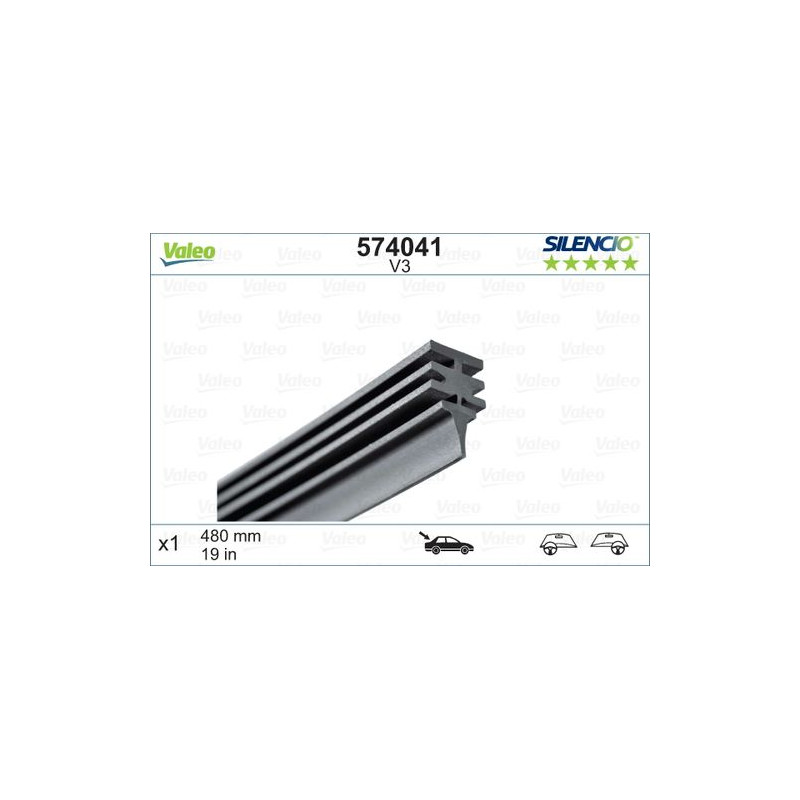 SPAZZOLA TERGI SILENCIO REFILL ANT/POST DX/SX SINGOLA 480mm CODICE BREVE: V3