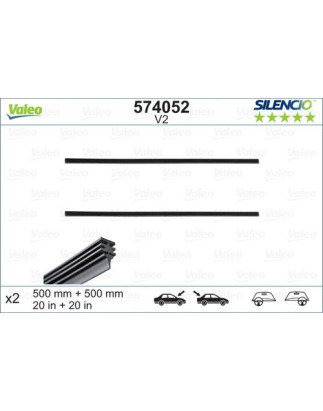 SPAZZOLA TERGI SILENCIO REFILL ANT/POST DX/SX COPPIA 500mm + 500mm CODICE BREVE: V2