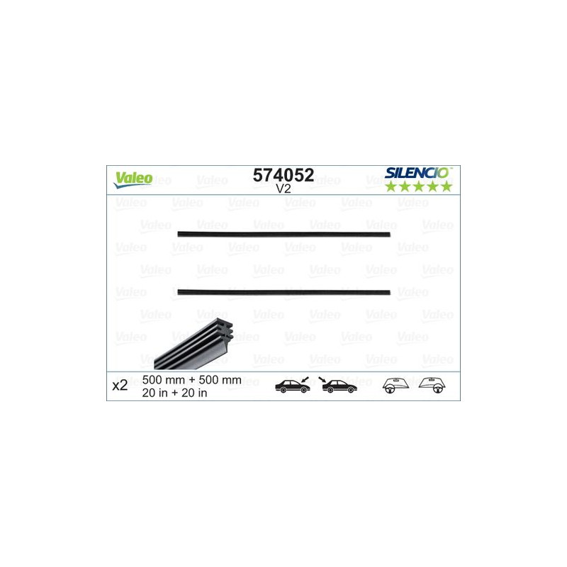 SPAZZOLA TERGI SILENCIO REFILL ANT/POST DX/SX COPPIA 500mm + 500mm CODICE BREVE: V2