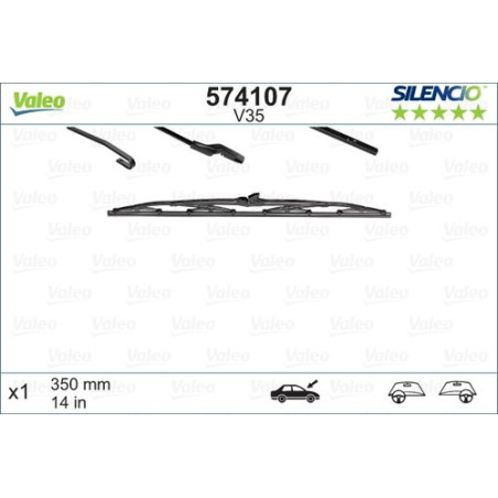 SPAZZOLA TERGI SILENCIO STANDARD ANT DX/SX SINGOLA 350mm CODICE BREVE: V35