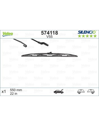 SPAZZOLA TERGI SILENCIO STANDARD ANT DX/SX SINGOLA 550mm CODICE BREVE: V55