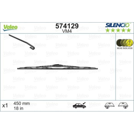 SPAZZOLA TERGI SILENCIO PERFORMANCE ANT DX/SX SINGOLA 450mm CODICE BREVE: VM4