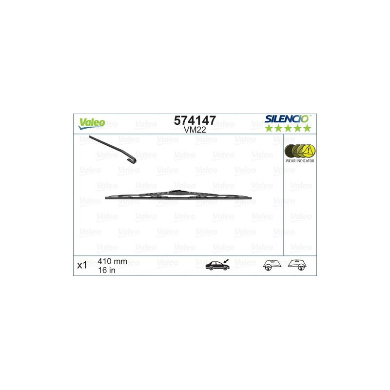 SPAZZOLA TERGI SILENCIO PERFORMANCE ANT DX/SX SINGOLA 410mm CODICE BREVE: VM22