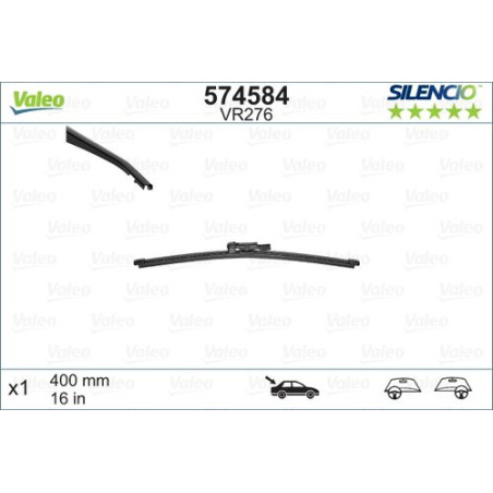 SPAZZOLA TERGI SILENCIO FLAT BLADE POST DX/SX SINGOLA 400mm CODICE BREVE: VR276