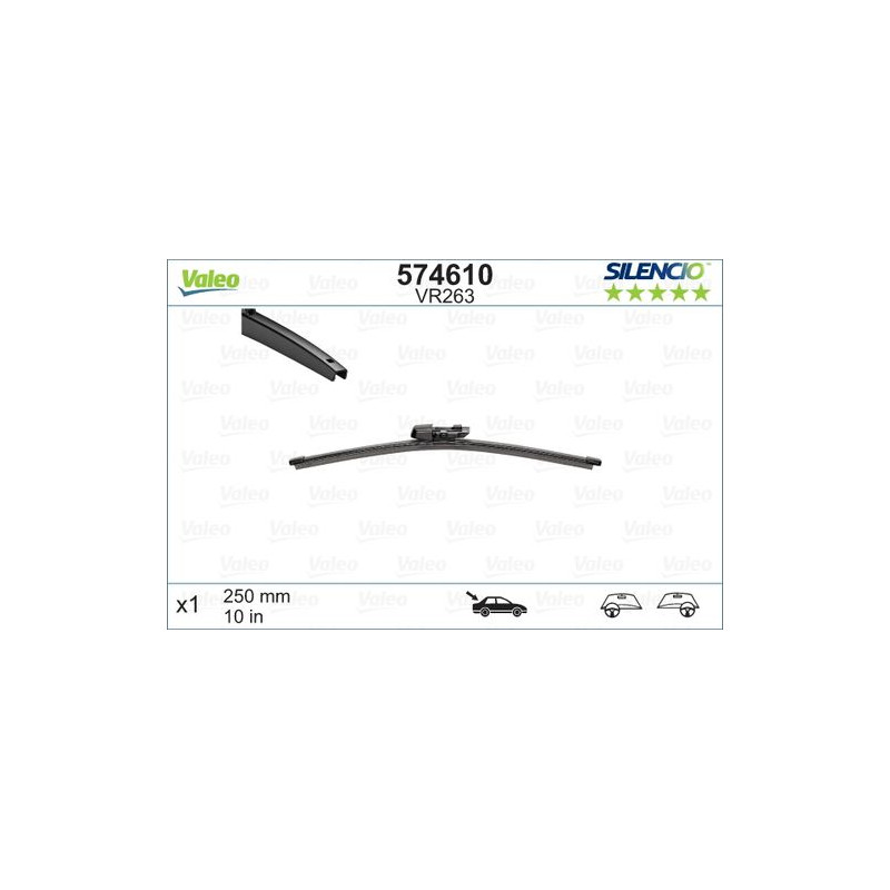 SPAZZOLA TERGI SILENCIO FLAT BLADE POST DX/SX SINGOLA 250mm CODICE BREVE: VR263