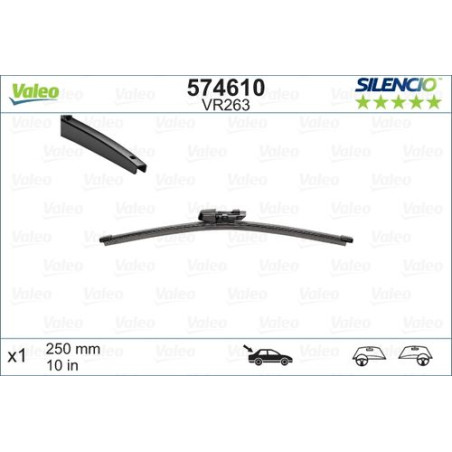 SPAZZOLA TERGI SILENCIO FLAT BLADE POST DX/SX SINGOLA 250mm CODICE BREVE: VR263