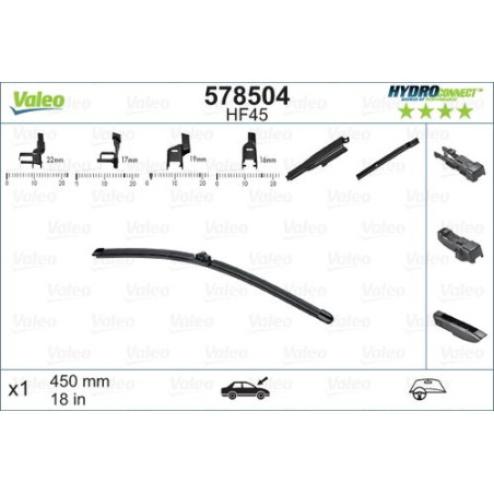 SPAZZOLA TERGI HYDROCONNECT UNI-CLICK ANT SINGOLA 450mm CODICE BREVE: HF45