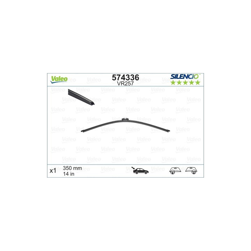 SPAZZOLA TERGI SILENCIO FLAT BLADE POST DX/SX SINGOLA 350mm CODICE BREVE: VR257