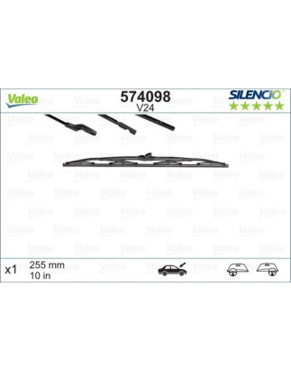 SPAZZOLA TERGI SILENCIO STANDARD ANT DX/SX SINGOLA 255mm CODICE BREVE: V24