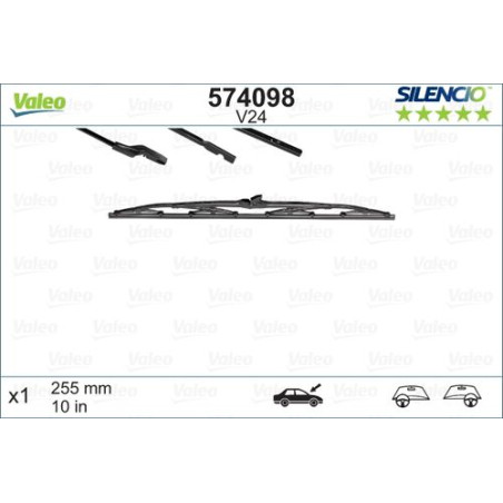 SPAZZOLA TERGI SILENCIO STANDARD ANT DX/SX SINGOLA 255mm CODICE BREVE: V24
