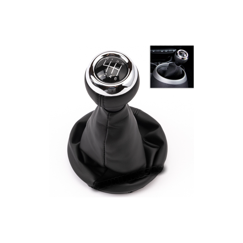 POMELLO E CUFFIA CAMBIO NERO/CROMATO 6 NERA LUCIDA MINI CLUBMAN (R55) 2006 2010