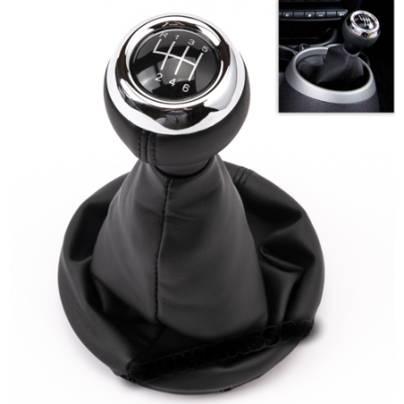 POMELLO E CUFFIA CAMBIO NERO/CROMATO 6 NERA LUCIDA MINI CLUBMAN (R55) 2006 2010