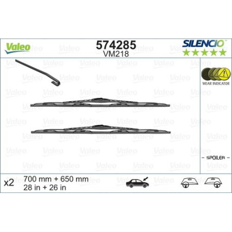 SPAZZOLA TERGI SILENCIO PERFORMANCE ANT DX/SX COPPIA 700mm + 650mm CODICE BREVE: VM218