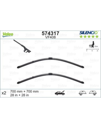 SPAZZOLA TERGI SILENCIO FLAT BLADE ANT DX/SX COPPIA 700mm + 700mm CODICE BREVE: VF408