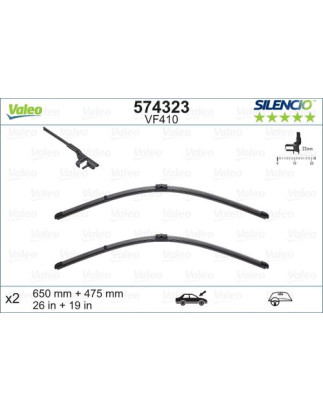 SPAZZOLA TERGI SILENCIO FLAT BLADE ANT SX COPPIA 650mm + 475mm CODICE BREVE: VF410