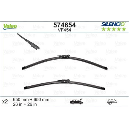 SPAZZOLA TERGI SILENCIO FLAT BLADE ANT SX COPPIA 650mm + 650mm CODICE BREVE: VF454