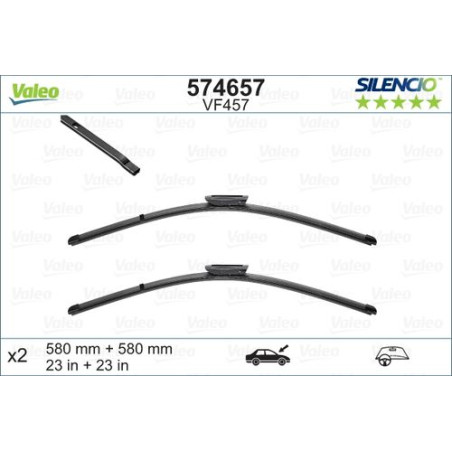 SPAZZOLA TERGI SILENCIO FLAT BLADE ANT SX COPPIA 580mm + 580mm CODICE BREVE: VF457