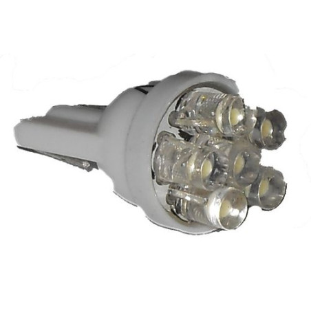 LAMPADA LED ATTACCO T10 W5W TUTTOVETRO CRUSCOTTO/DIREZIONE 6 LED COLORE BIANCO