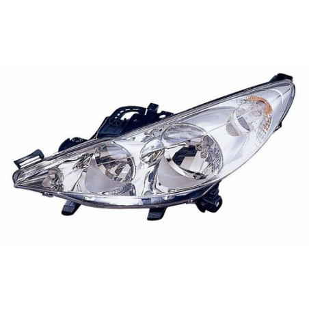 FARO FANALE PROIETTORE DX H7,H1 SENZA FENDINEBBIA CROMATA PEUGEOT 207 (WD/WA/WC) 2006 2014 OEM 620695